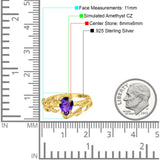 Art Deco Leaves Pear Vintage Style Bridal Wedding Engagement Ring Round Simulated Cubic Zirconia 925 Sterling Silver