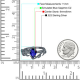 Art Deco Leaves Pear Vintage Style Bridal Wedding Engagement Ring Round Simulated Cubic Zirconia 925 Sterling Silver