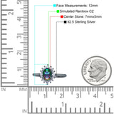 Halo Oval Art Deco Bridal Wedding Engagement Ring Simulated Cubic Zirconia 925 Sterling Silver