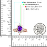 Two Piece Vintage Style Art Deco Wedding Bridal Set Ring Band Oval Simulated Cubic Zirconia 925 Sterling Silver
