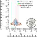 Two Piece Vintage Style Art Deco Wedding Bridal Set Ring Band Oval Simulated Cubic Zirconia 925 Sterling Silver