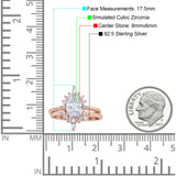 Two Piece Vintage Style Art Deco Wedding Bridal Set Ring Band Oval Simulated Cubic Zirconia 925 Sterling Silver