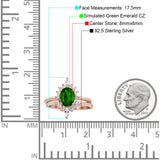 Two Piece Vintage Style Art Deco Wedding Bridal Set Ring Band Oval Simulated Cubic Zirconia 925 Sterling Silver