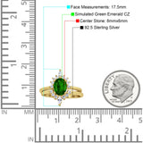 Two Piece Vintage Style Art Deco Wedding Bridal Set Ring Band Oval Simulated Cubic Zirconia 925 Sterling Silver