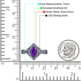 Art Deco Bridal Wedding Engagement Ring Marquise Round Simulated Cubic Zirconia 925 Sterling Silver