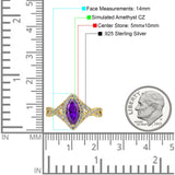 Art Deco Bridal Wedding Engagement Ring Marquise Round Simulated Cubic Zirconia 925 Sterling Silver