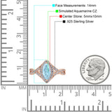 Art Deco Bridal Wedding Engagement Ring Marquise Round Simulated Cubic Zirconia 925 Sterling Silver