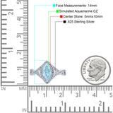 Art Deco Bridal Wedding Engagement Ring Marquise Round Simulated Cubic Zirconia 925 Sterling Silver