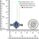 Art Deco Bridal Wedding Engagement Ring Marquise Round Simulated Cubic Zirconia 925 Sterling Silver