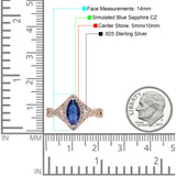 Art Deco Bridal Wedding Engagement Ring Marquise Round Simulated Cubic Zirconia 925 Sterling Silver