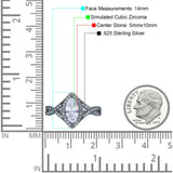 Art Deco Bridal Wedding Engagement Ring Marquise Round Simulated Cubic Zirconia 925 Sterling Silver