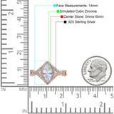Art Deco Bridal Wedding Engagement Ring Marquise Round Simulated Cubic Zirconia 925 Sterling Silver