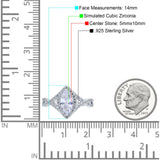 Art Deco Bridal Wedding Engagement Ring Marquise Round Simulated Cubic Zirconia 925 Sterling Silver