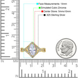 Art Deco Bridal Wedding Engagement Ring Marquise Round Simulated Cubic Zirconia 925 Sterling Silver