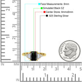 Emerald Cut Art Deco Bridal Wedding Engagement Ring Baguette Simulated Cubic Zirconia 925 Sterling Silver