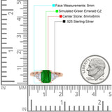 Emerald Cut Art Deco Bridal Wedding Engagement Ring Baguette Simulated Cubic Zirconia 925 Sterling Silver
