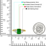 Emerald Cut Art Deco Bridal Wedding Engagement Ring Baguette Simulated Cubic Zirconia 925 Sterling Silver