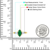 Marquise Art Deco Bridal Wedding Engagement Ring Pear Simulated Cubic Zirconia 925 Sterling Silver
