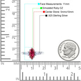 Marquise Art Deco Bridal Wedding Engagement Ring Pear Simulated Cubic Zirconia 925 Sterling Silver