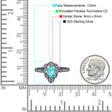 Teardrop Pear Shape Halo Engagement Ring Simulated Cubic Zirconia 925 Sterling Silver