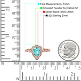 Teardrop Pear Shape Halo Engagement Ring Simulated Cubic Zirconia 925 Sterling Silver