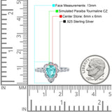 Teardrop Pear Shape Halo Engagement Ring Simulated Cubic Zirconia 925 Sterling Silver