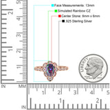 Teardrop Pear Shape Halo Engagement Ring Simulated Cubic Zirconia 925 Sterling Silver
