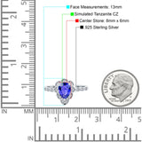 Teardrop Pear Shape Halo Engagement Ring Simulated Cubic Zirconia 925 Sterling Silver
