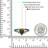 Teardrop Pear Shape Wedding Engagement Ring Simulated Cubic Zirconia 925 Sterling Silver