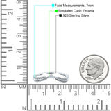 Curve Shape Leaf Design Wedding Engagement Ring Round Simulated Cubic Zirconia 925 Sterling Silver