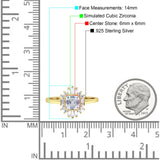 Halo Asscher Art Deco Wedding Bridal Ring Simulated Cubic Zirconia 925 Sterling Silver