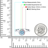 Art Deco Wedding Bridal Ring Halo Round Simulated Cubic Zirconia Stones 925 Sterling Silver