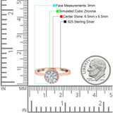 Art Deco Wedding Bridal Ring Halo Round Simulated Cubic Zirconia Stones 925 Sterling Silver