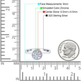 Art Deco Wedding Bridal Ring Halo Round Simulated Cubic Zirconia Stones 925 Sterling Silver