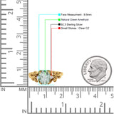 Leaf Style Oval Natural Green Amethyst Vintage Engagement Ring