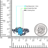 Art Deco Engagement Ring Natural Leaf Design Emerald Cut Cubic Zirconia 925 Sterling Silver
