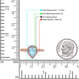 Teardrop Pear Vintage Style Halo Engagement Ring Cubic Zirconia 925 Sterling Silver