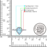 Teardrop Pear Vintage Style Halo Engagement Ring Cubic Zirconia 925 Sterling Silver