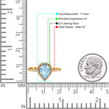 Teardrop Pear Vintage Style Halo Engagement Ring Cubic Zirconia 925 Sterling Silver