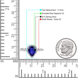 Teardrop Pear Vintage Style Halo Engagement Ring Cubic Zirconia 925 Sterling Silver