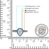 Teardrop Pear Vintage Style Halo Engagement Ring Cubic Zirconia 925 Sterling Silver