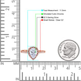 Teardrop Pear Vintage Style Halo Engagement Ring Cubic Zirconia 925 Sterling Silver