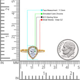 Teardrop Pear Vintage Style Halo Engagement Ring Cubic Zirconia 925 Sterling Silver