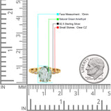 Solitaire Accent Oval Natural Green Amethyst Art Deco Engagement Ring