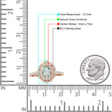 Vintage Style Oval Natural Green Amethyst Prasiolite Halo Engagement Ring