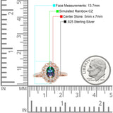 Floral Oval Vintage Engagement Ring Cubic Zirconia 925 Sterling Silver