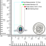 Floral Oval Vintage Engagement Ring Cubic Zirconia 925 Sterling Silver