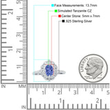 Floral Oval Vintage Engagement Ring Cubic Zirconia 925 Sterling Silver