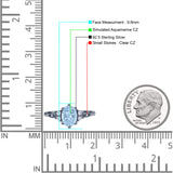Oval Art Deco Engagement Ring Cubic Zirconia 925 Sterling Silver