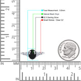 Antique Style Oval Natural Black Onyx Art Deco Engagement Ring